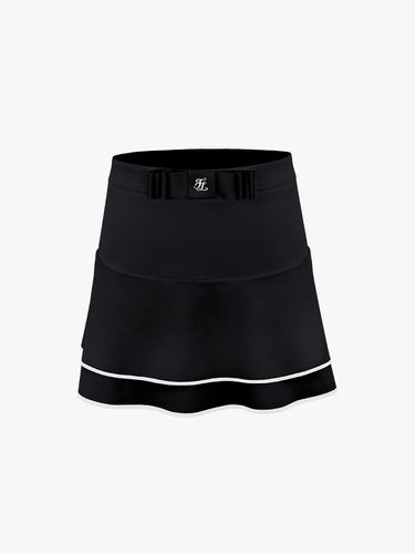 Ribbon Belt High-Waist Flare Skirt [Black] - FAIRLIAR GOLF - Modalova