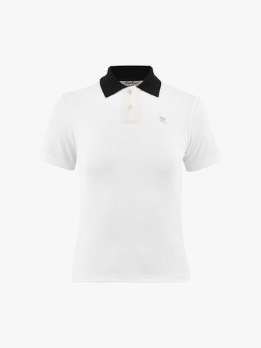 Jacquard Collar Slim Fit T-shirt [Beige] - FAIRLIAR GOLF - Modalova