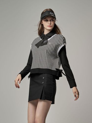 Houndstooth Jacquard Drop Shoulder Loose Fit Vest [Black] - FAIRLIAR GOLF - Modalova