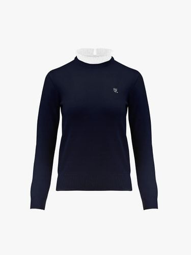 Pleated Detachable Neck Slim Fit Knit [Navy] - FAIRLIAR GOLF - Modalova