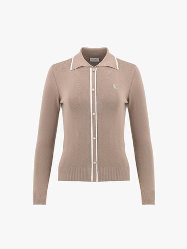 Contrast Collar Slim Fit Ribbed Knit [Beige] - FAIRLIAR GOLF - Modalova