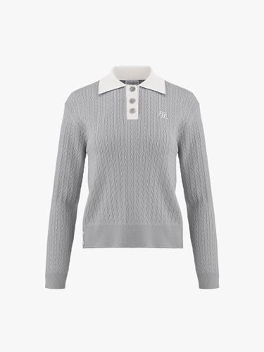 Cable Collar Drop Shoulder Loose Fit Pullover Knit [Melange Grey] - FAIRLIAR GOLF - Modalova