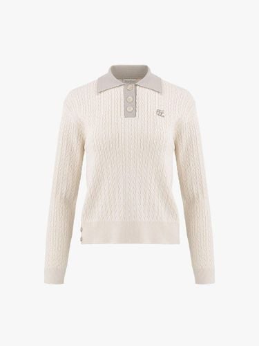 Cable Collar Drop Shoulder Loose Fit Knit [Cream] - FAIRLIAR GOLF - Modalova