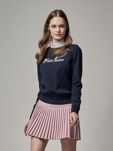 Round Neck Drop Shoulder Loose Fit Pullover Knit [Navy] - FAIRLIAR GOLF - Modalova