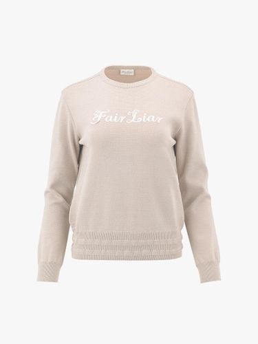 Round Neck Pearl-Accented Loose Fit Knit [Beige] - FAIRLIAR GOLF - Modalova