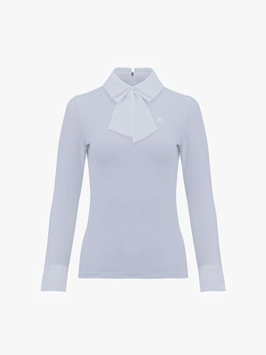 Chiffon Ribbon Collar Slim Fit T-shirt [Ceramic Blue] - FAIRLIAR GOLF - Modalova