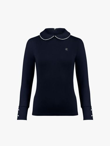 Pearl Round Collar Slim Fit T-shirt [Navy] - FAIRLIAR GOLF - Modalova