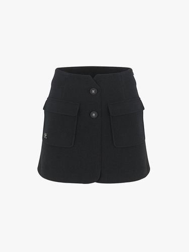 High-waist Pearl Button H-line Skirt [Black] - FAIRLIAR GOLF - Modalova