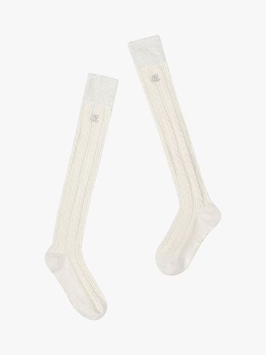 Fur Cable Knit Knee-High Socks [] - FAIRLIAR GOLF - Modalova