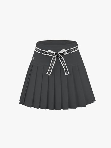 High-waist Ribbon Pleated Water-repellent Skirt [Gray] - FAIRLIAR GOLF - Modalova