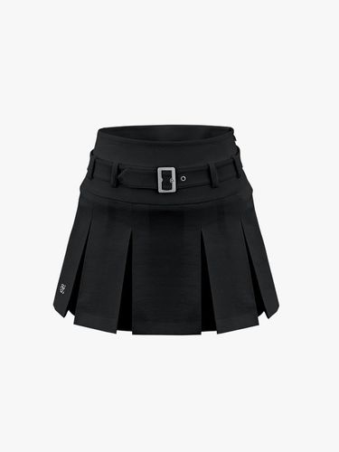 Belt Pleated A-line Skirt [Black] - FAIRLIAR GOLF - Modalova