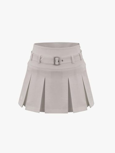 Belt Pleated A-line Skirt [Beige] - FAIRLIAR GOLF - Modalova