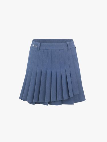 Unbalanced Wrap Pleated A-line Skirt [Blue] - FAIRLIAR GOLF - Modalova