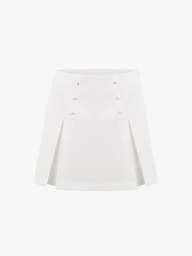 High-waist Button-decorated Pleated Skirt [Beige] - FAIRLIAR GOLF - Modalova