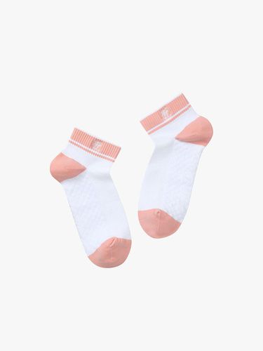 Stripe Jacquard Diamond Knit Ankle Socks [Pink] - FAIRLIAR GOLF - Modalova