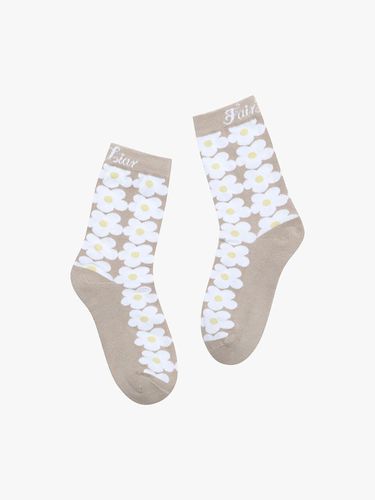 Cotton-blend Seamless Flower Ankle Socks [Beige] - FAIRLIAR GOLF - Modalova