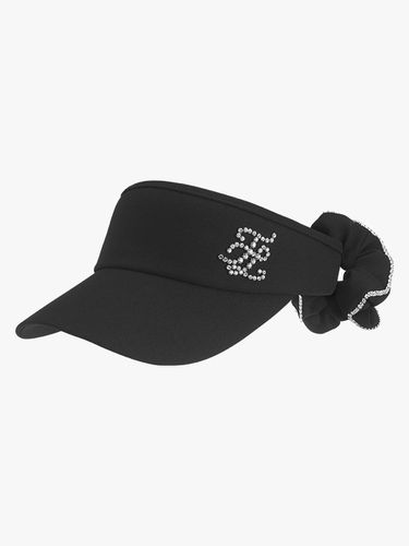 Crystal Scrunchie Wide Adjustable Visor [Black] - FAIRLIAR GOLF - Modalova