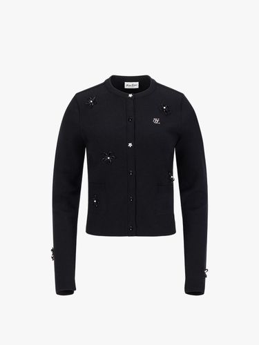 Pearl Handcrafted Flower Cardigan [Black] - FAIRLIAR GOLF - Modalova