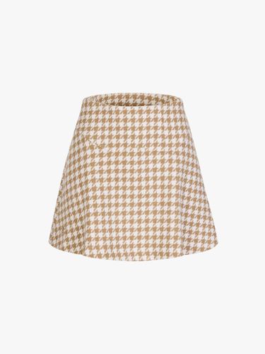 Houndstooth Double-layer Flare Skirt [Beige] - FAIRLIAR GOLF - Modalova