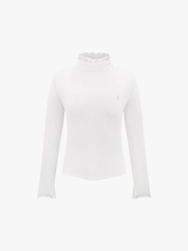 Double Frill High Neck Ribbed Knit [Beige] - FAIRLIAR GOLF - Modalova