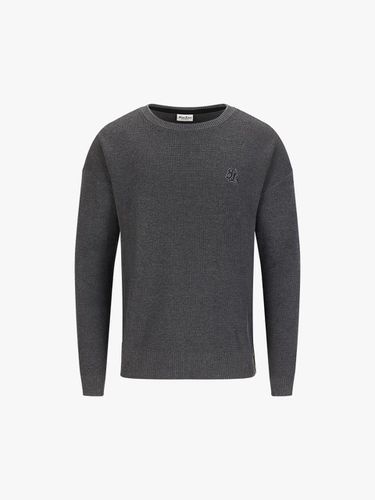 Waffle Knit Overfit Crewneck Sweater [Charcoal Grey] - FAIRLIAR GOLF - Modalova