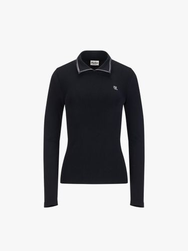 Leather-trimmed Slim-fit Viscose-Elite Knit [Black] - FAIRLIAR GOLF - Modalova