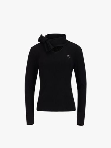 V-neck Ribbon Two-way Knit Pullover [Black] - FAIRLIAR GOLF - Modalova