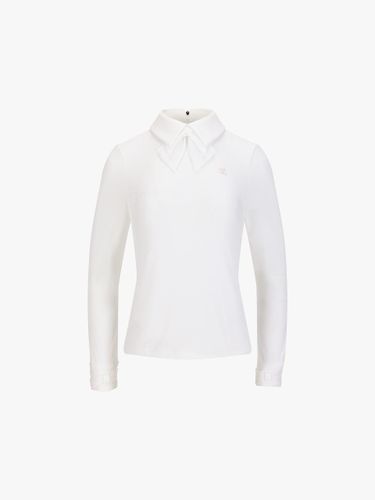 Double Chiffon Ribbon Collar Slim Fit T-shirt [Ivory] - FAIRLIAR GOLF - Modalova