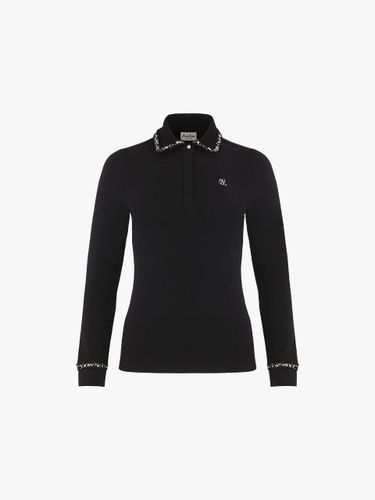 Tweed Point Collar Slim Fit T-shirt [Black] - FAIRLIAR GOLF - Modalova