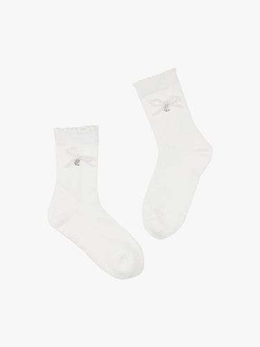 Pearl Ribbon Cushioned Ankle Socks [Beige] - FAIRLIAR GOLF - Modalova