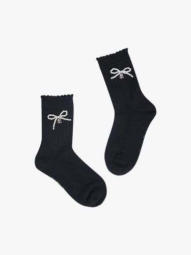 Pearl Ribbon Cushioned Ankle Socks [Black] - FAIRLIAR GOLF - Modalova