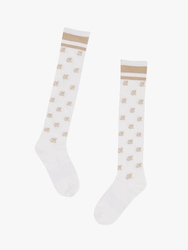 Logo Pattern Cotton-Blend Knee-High Socks [Beige] - FAIRLIAR GOLF - Modalova