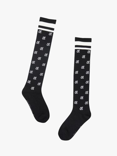 Logo Pattern Cotton-Touch Knee-High Socks [Black] - FAIRLIAR GOLF - Modalova