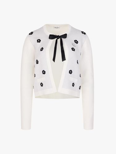 Flower Jacquard Crop Open Cardigan [Ivory] - FAIRLIAR GOLF - Modalova