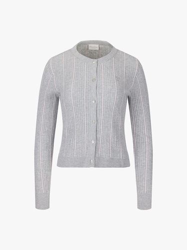 Cable Knit Semi-Slim Viscose Cardigan [Grey] - FAIRLIAR GOLF - Modalova