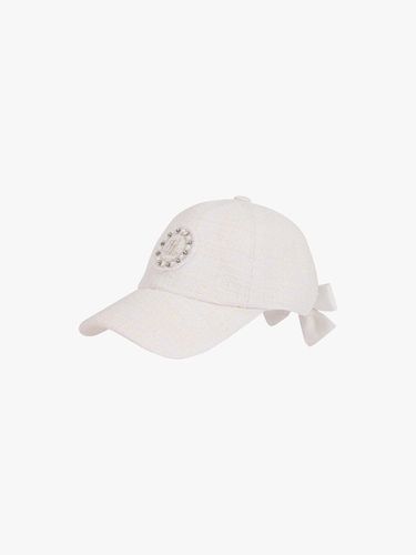 Lightweight Pearl Emblem Patch Tweed Cap [Cream] - FAIRLIAR GOLF - Modalova