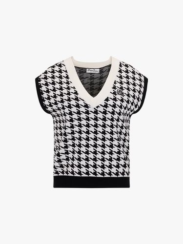 Houndstooth V-neck Loose Fit Knit Vest [Black] - FAIRLIAR GOLF - Modalova