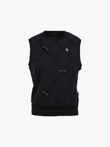 Silk-like Quilted Ribbon Point Vest [Black] - FAIRLIAR GOLF - Modalova