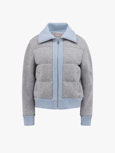 Color Block Wool Down High Neck Jumper [Melange Grey] - FAIRLIAR GOLF - Modalova