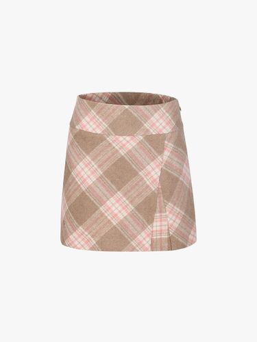 Check Pattern High-Waisted A-Line Skirt [Beige] - FAIRLIAR GOLF - Modalova