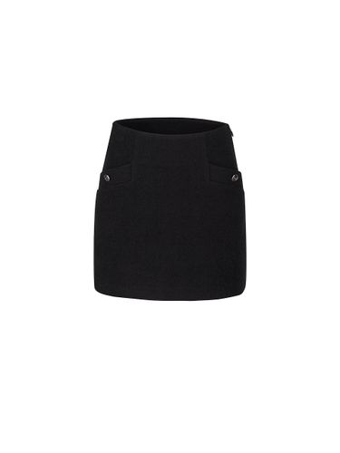 Boucl H-Line Textured Cotton Wool Skirt [Black] - FAIRLIAR GOLF - Modalova