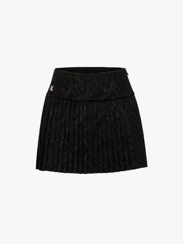 Glitter Pleated Low-Waist Skirt [Black] - FAIRLIAR GOLF - Modalova