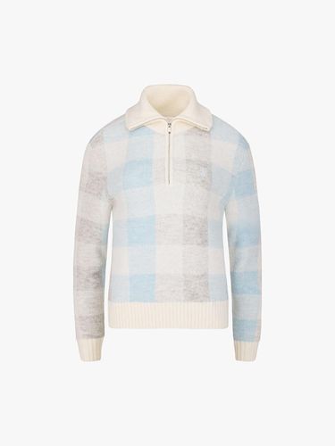 Collar Check Windproof Wool Blend Knit [Blue] - FAIRLIAR GOLF - Modalova