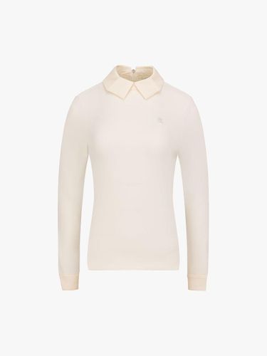 Satin Collar Pearl Button T-shirt [Cream] - FAIRLIAR GOLF - Modalova