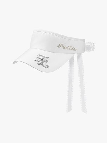 Crystal Logo Ribbon Polyester Visor [Beige] - FAIRLIAR GOLF - Modalova