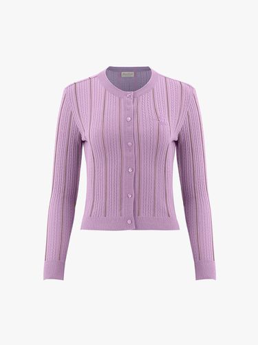 Cable Knit Semi-Slim Cardigan [Lavender] - FAIRLIAR GOLF - Modalova