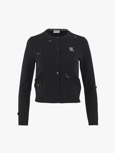 Mini Ribbon Pocket Round Neck Cardigan [Black] - FAIRLIAR GOLF - Modalova