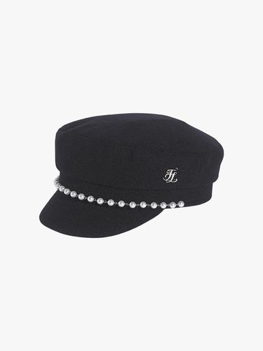 Pearl-Decorated Polyester-Wool Sailor Hat [Black] - FAIRLIAR GOLF - Modalova