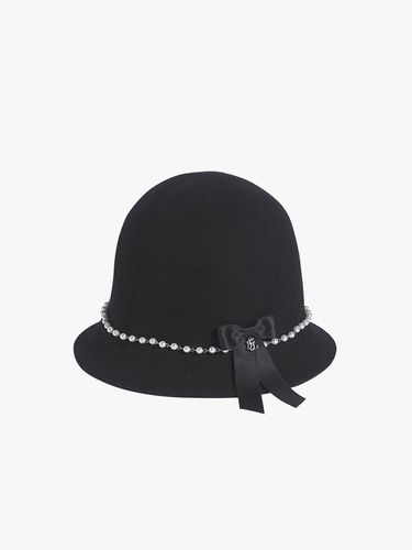 Pearl-Decorated Wool-Nylon Crochet Hat [Black] - FAIRLIAR GOLF - Modalova