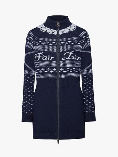 Windproof Wool-Cotton Snowflake Motif Dress [Navy] - FAIRLIAR GOLF - Modalova